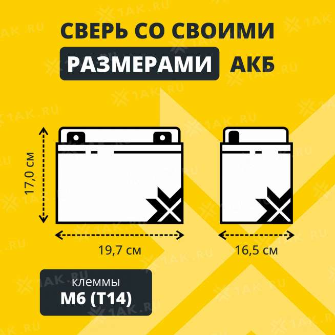 Аккумулятор ZUBR (45 Ач,12 V) AGM 197x165x170 мм 14.3 кг 3