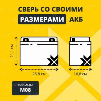Аккумулятор ZUBR (80 Ач,12 V) AGM 258x168x208/211 мм 24.6 кг 4