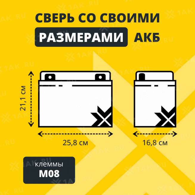 Аккумулятор ZUBR (80 Ач,12 V) AGM 258x168x208/211 мм 24.6 кг 4