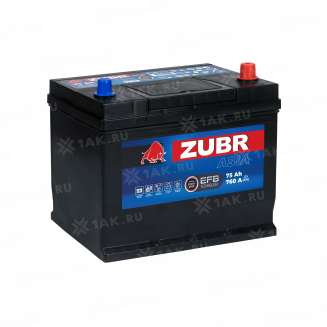 Аккумулятор ZUBR EFB 75 Ач, 12 V Обратная, R+ D26 2