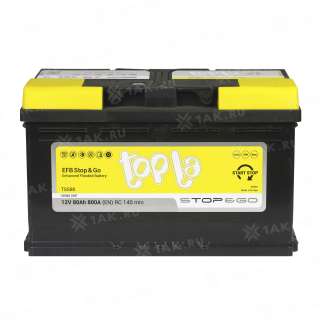 Аккумулятор TOPLA EFB Stop &amp; Go (80 Ач, 12 V) Обратная, R+ L4 арт.112080