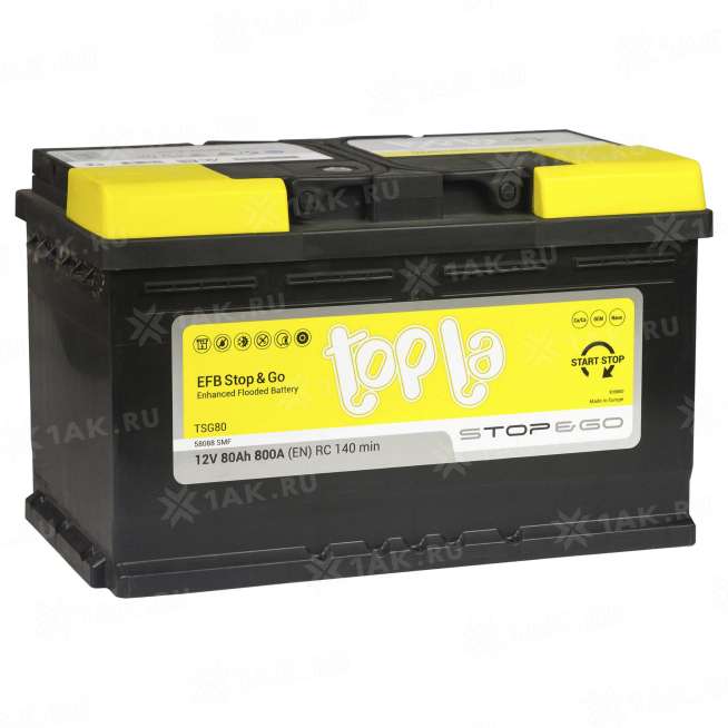 Аккумулятор TOPLA EFB Stop & Go (80 Ач, 12 V) Обратная, R+ L4 арт.112080 2 Аккумулятор TOPLA EFB Stop & Go (80 Ач, 12 V) Обратная, R+ L4 арт.112080 2