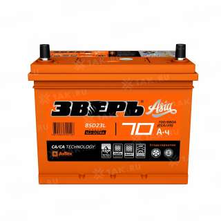 Аккумулятор ЗВЕРЬ (70 Ач, 12 V) Обратная, R+ D23 арт.ZVKА 70-R