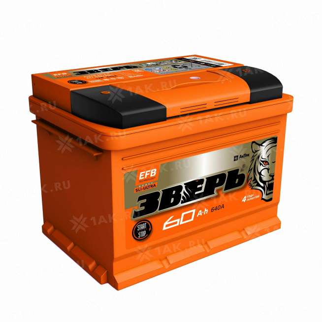 Аккумулятор ЗВЕРЬ EFB 60 Ач, 12 V Обратная, R+ L2 0