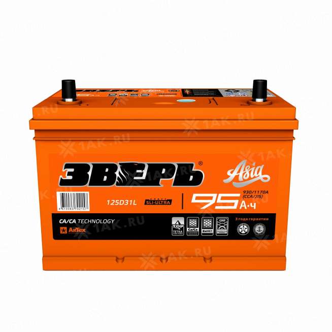 Аккумулятор ЗВЕРЬ (95 Ач, 12 V) Обратная, R+ D31 арт.ZVKА 95-З-R 0