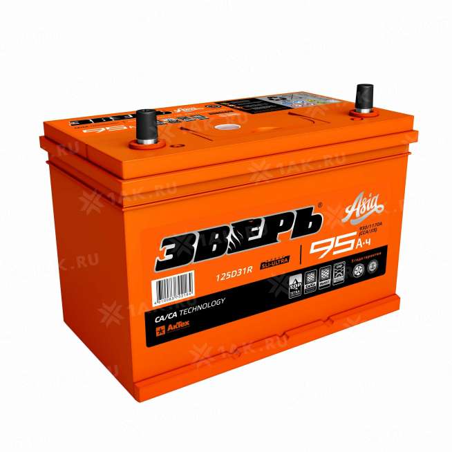 Аккумулятор ЗВЕРЬ (95 Ач, 12 V) Прямая, L+ D31 арт.ZVKА 95-З-L 0