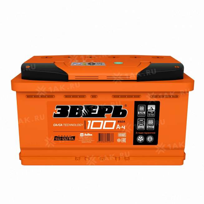 Аккумулятор ЗВЕРЬ (100 Ач, 12 V) Обратная, R+ L5 арт.ZVK 100-3-R 0