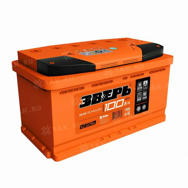 Аккумулятор ЗВЕРЬ (100 Ач, 12 V) Прямая, L+ L5 арт.ZVK 100-3-L 0