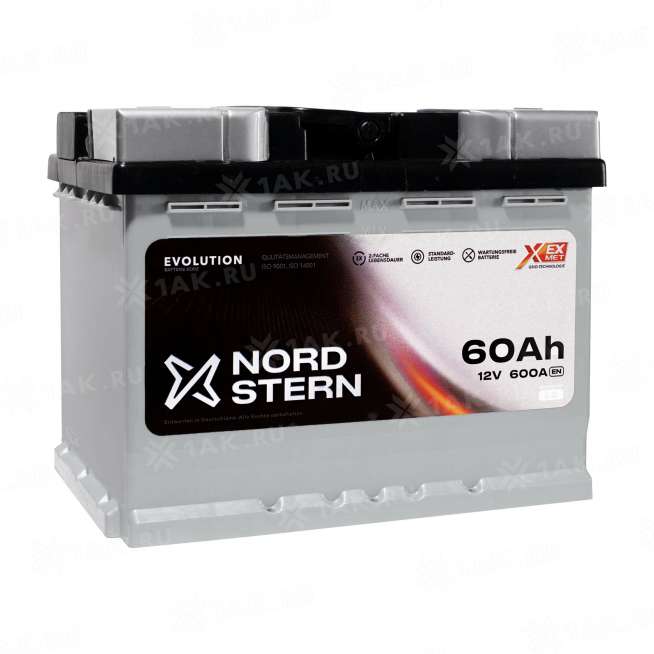 Аккумулятор NORDSTERN (60 Ач, 12 V) Обратная, R+ L2 арт.NS600S 3