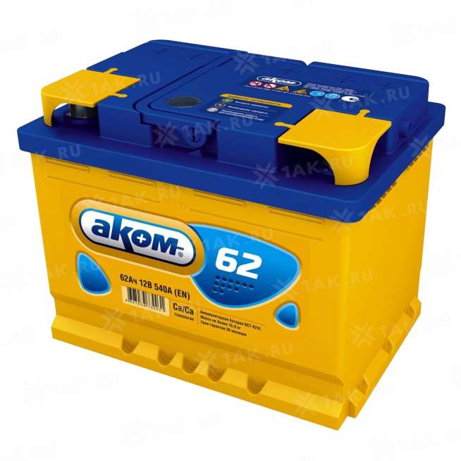 Аккумулятор АКОМ (62 Ач, 12 V) Прямая, L+ L2 арт.6СТ-62.1 LA 0