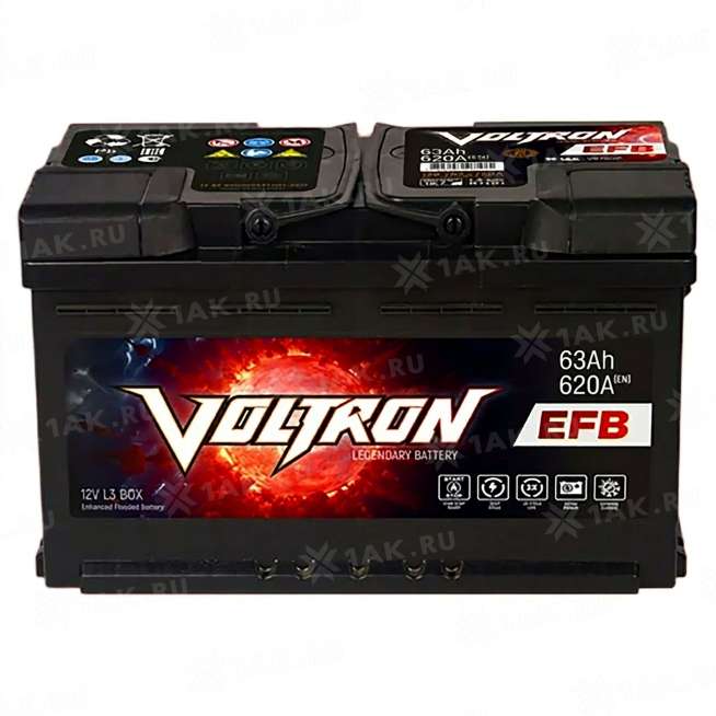 Аккумулятор VOLTRON (63 Ач, 12 V) Обратная, R+ L2 арт.VR630P 0