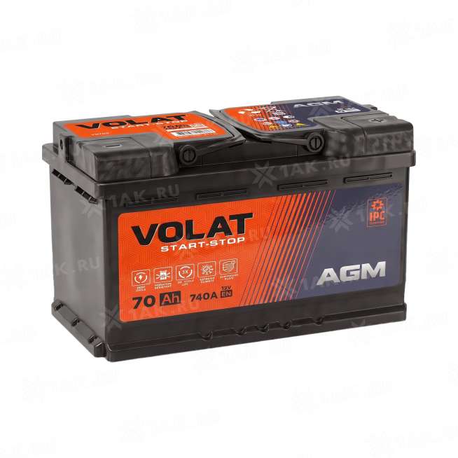Аккумулятор VOLAT (70 Ач, 12 V) Обратная, R+ L3 арт.VP700G 1