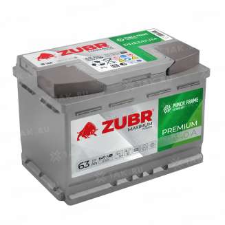 Аккумулятор ZUBR Premium (63 Ач, 12 V) Обратная, R+ L2 арт.ZP630 0