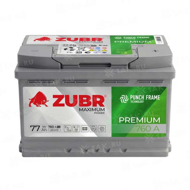 Аккумулятор ZUBR Premium (77 Ач, 12 V) Обратная, R+ LB3 арт.ZP770 1