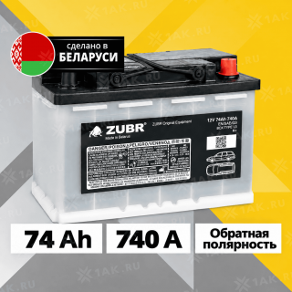Аккумулятор ZUBR Ultra OE (74 Ач, 12 V) Обратная, R+ L3 арт.OE740